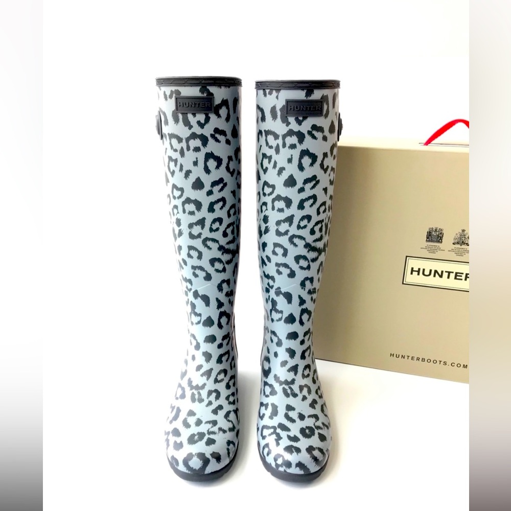 New HUNTER Original Refined Leopard Tall Boots 8
